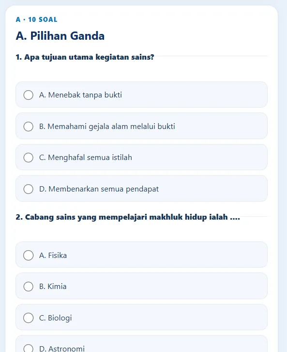 Screenshot asli SINTESA: Pilihan Ganda