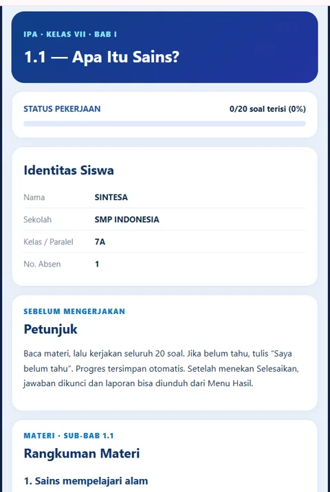 Screenshot asli aplikasi: Tugas LKS