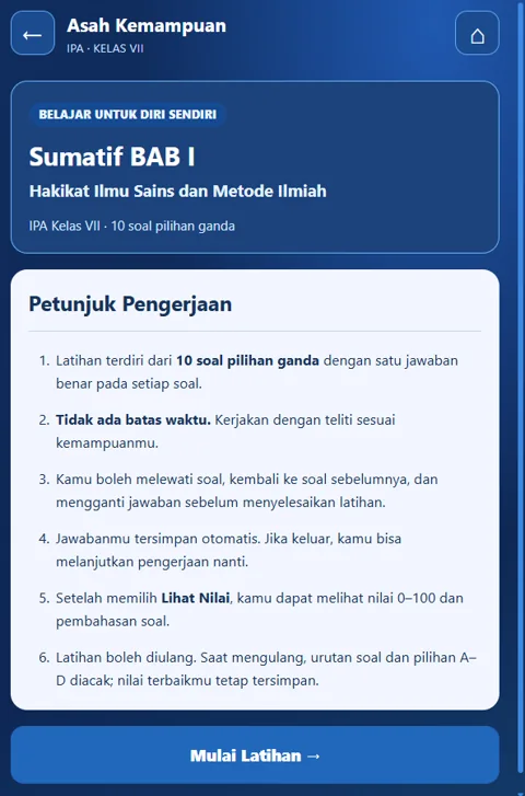 Screenshot asli aplikasi: Contoh Soal